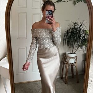 12th Tribe Sequin Off the Shoulder Top